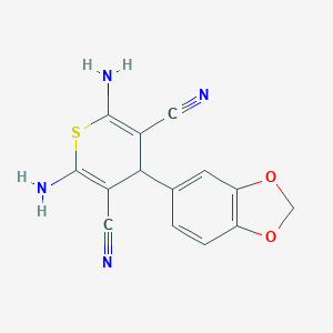 molecular formula C14H10N4O2S B390959 2,6-diamino-4-(1,3-benzodioxol-5-yl)-4H-thiopyran-3,5-dicarbonitrile CAS No. 259654-01-8