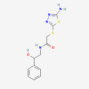 molecular formula C12H14N4O2S2 B3909607 2-[(5-amino-1,3,4-thiadiazol-2-yl)thio]-N-(2-hydroxy-2-phenylethyl)acetamide 