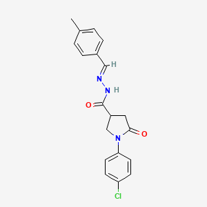 molecular formula C19H18ClN3O2 B3909613 1-(4-chlorophenyl)-N'-(4-methylbenzylidene)-5-oxo-3-pyrrolidinecarbohydrazide 
