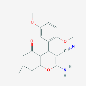 molecular formula C20H22N2O4 B390962 2-amino-4-(2,5-dimethoxyphenyl)-7,7-dimethyl-5-oxo-5,6,7,8-tetrahydro-4H-chromene-3-carbonitrile 