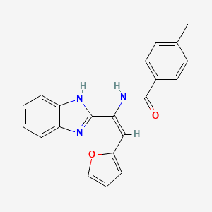 molecular formula C21H17N3O2 B3909627 N-[1-(1H-benzimidazol-2-yl)-2-(2-furyl)vinyl]-4-methylbenzamide 