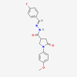 molecular formula C19H18FN3O3 B3909669 N'-(4-fluorobenzylidene)-1-(4-methoxyphenyl)-5-oxo-3-pyrrolidinecarbohydrazide 