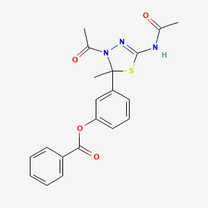 molecular formula C20H19N3O4S B3909675 3-[3-acetyl-5-(acetylamino)-2-methyl-2,3-dihydro-1,3,4-thiadiazol-2-yl]phenyl benzoate 