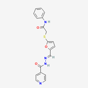 molecular formula C19H16N4O3S B3909710 2-{[5-(2-isonicotinoylcarbonohydrazonoyl)-2-furyl]thio}-N-phenylacetamide 