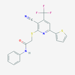 molecular formula C19H12F3N3OS2 B390975 2-{[3-cyano-6-thien-2-yl-4-(trifluoromethyl)pyridin-2-yl]thio}-N-phenylacetamide 