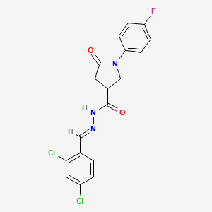 molecular formula C18H14Cl2FN3O2 B3909756 N'-(2,4-dichlorobenzylidene)-1-(4-fluorophenyl)-5-oxo-3-pyrrolidinecarbohydrazide 
