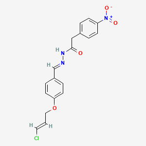 molecular formula C18H16ClN3O4 B3909787 N'-{4-[(3-chloro-2-propen-1-yl)oxy]benzylidene}-2-(4-nitrophenyl)acetohydrazide 