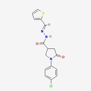 molecular formula C16H14ClN3O2S B3909795 1-(4-chlorophenyl)-5-oxo-N'-(2-thienylmethylene)-3-pyrrolidinecarbohydrazide 