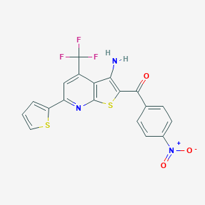molecular formula C19H10F3N3O3S2 B390982 [3-Amino-6-(2-thienyl)-4-(trifluoromethyl)thieno[2,3-b]pyridin-2-yl](4-nitrophenyl)methanone 