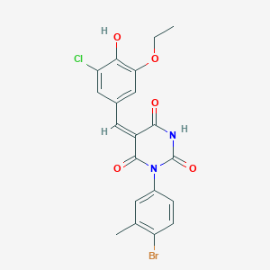 molecular formula C20H16BrClN2O5 B3909824 1-(4-bromo-3-methylphenyl)-5-(3-chloro-5-ethoxy-4-hydroxybenzylidene)-2,4,6(1H,3H,5H)-pyrimidinetrione 