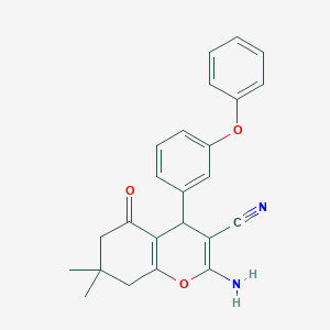 molecular formula C24H22N2O3 B390984 2-氨基-7,7-二甲基-5-氧代-4-(3-苯氧基苯基)-5,6,7,8-四氢-4H-色满-3-腈 CAS No. 299198-39-3