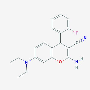 molecular formula C20H20FN3O B390985 2-amino-7-(diethylamino)-4-(2-fluorophenyl)-4H-chromene-3-carbonitrile CAS No. 625369-33-7
