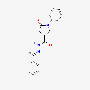 molecular formula C19H19N3O2 B3909853 N'-(4-methylbenzylidene)-5-oxo-1-phenyl-3-pyrrolidinecarbohydrazide 