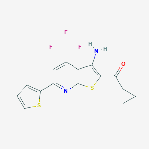 molecular formula C16H11F3N2OS2 B390986 [3-氨基-6-噻吩-2-基-4-(三氟甲基)-2-噻吩并[2,3-b]吡啶基]-环丙基甲酮 