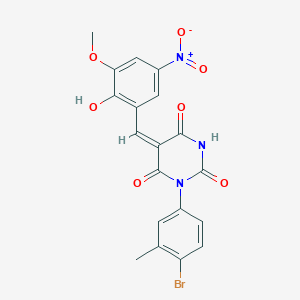molecular formula C19H14BrN3O7 B3909901 1-(4-bromo-3-methylphenyl)-5-(2-hydroxy-3-methoxy-5-nitrobenzylidene)-2,4,6(1H,3H,5H)-pyrimidinetrione 