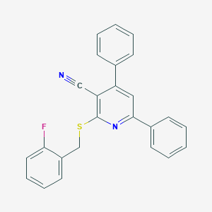 molecular formula C25H17FN2S B390994 2-[(2-Fluorobenzyl)sulfanyl]-4,6-diphenylnicotinonitrile 