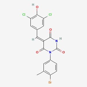 molecular formula C18H11BrCl2N2O4 B3909953 1-(4-bromo-3-methylphenyl)-5-(3,5-dichloro-4-hydroxybenzylidene)-2,4,6(1H,3H,5H)-pyrimidinetrione 