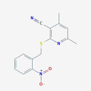 2-({2-Nitrobenzyl}sulfanyl)-4,6-dimethylnicotinonitrile