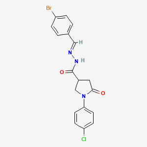 molecular formula C18H15BrClN3O2 B3909995 N'-(4-bromobenzylidene)-1-(4-chlorophenyl)-5-oxo-3-pyrrolidinecarbohydrazide 
