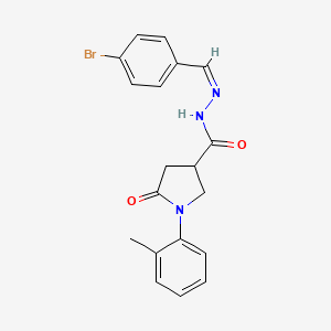 molecular formula C19H18BrN3O2 B3910004 N'-(4-bromobenzylidene)-1-(2-methylphenyl)-5-oxo-3-pyrrolidinecarbohydrazide 