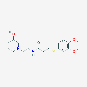 molecular formula C18H26N2O4S B3910012 3-(2,3-dihydro-1,4-benzodioxin-6-ylthio)-N-[2-(3-hydroxypiperidin-1-yl)ethyl]propanamide 