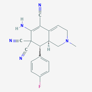 molecular formula C19H16FN5 B391002 6-amino-8-(4-fluorophenyl)-2-methyl-2,3,8,8a-tetrahydro-5,7,7(1H)-isoquinolinetricarbonitrile 