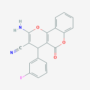 molecular formula C19H11IN2O3 B391004 2-amino-4-(3-iodophenyl)-5-oxo-4H,5H-pyrano[3,2-c]chromene-3-carbonitrile 