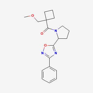 molecular formula C19H23N3O3 B3910056 5-(1-{[1-(methoxymethyl)cyclobutyl]carbonyl}pyrrolidin-2-yl)-3-phenyl-1,2,4-oxadiazole 
