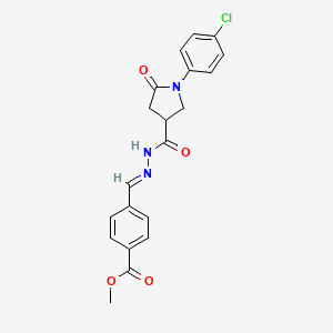 molecular formula C20H18ClN3O4 B3910078 methyl 4-(2-{[1-(4-chlorophenyl)-5-oxo-3-pyrrolidinyl]carbonyl}carbonohydrazonoyl)benzoate 