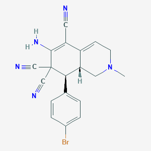 molecular formula C19H16BrN5 B391008 6-amino-8-(4-bromophenyl)-2-methyl-2,3,8,8a-tetrahydro-5,7,7(1H)-isoquinolinetricarbonitrile 