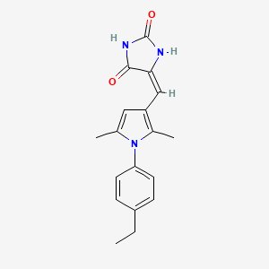 molecular formula C18H19N3O2 B3910084 5-{[1-(4-ethylphenyl)-2,5-dimethyl-1H-pyrrol-3-yl]methylene}-2,4-imidazolidinedione 