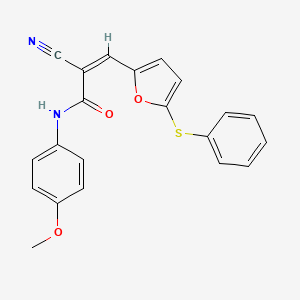 2-cyano-N-(4-methoxyphenyl)-3-[5-(phenylthio)-2-furyl]acrylamide