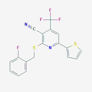 2-[(2-Fluorobenzyl)sulfanyl]-6-(2-thienyl)-4-(trifluoromethyl)nicotinonitrile