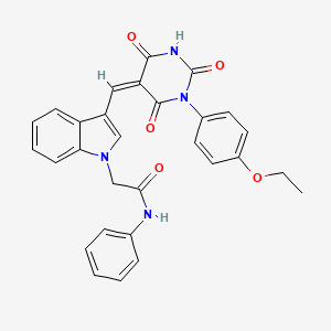 2-(3-{[1-(4-ethoxyphenyl)-2,4,6-trioxotetrahydro-5(2H)-pyrimidinylidene]methyl}-1H-indol-1-yl)-N-phenylacetamide