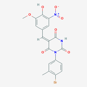 molecular formula C19H14BrN3O7 B3910188 1-(4-bromo-3-methylphenyl)-5-(4-hydroxy-3-methoxy-5-nitrobenzylidene)-2,4,6(1H,3H,5H)-pyrimidinetrione 
