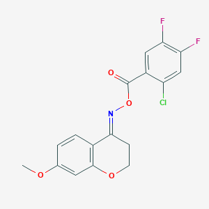 7-methoxy-2,3-dihydro-4H-chromen-4-one O-(2-chloro-4,5-difluorobenzoyl)oxime