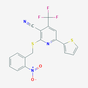 2-({2-Nitrobenzyl}sulfanyl)-6-(2-thienyl)-4-(trifluoromethyl)nicotinonitrile