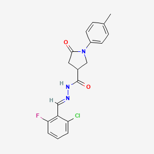 molecular formula C19H17ClFN3O2 B3910214 N'-(2-chloro-6-fluorobenzylidene)-1-(4-methylphenyl)-5-oxo-3-pyrrolidinecarbohydrazide 