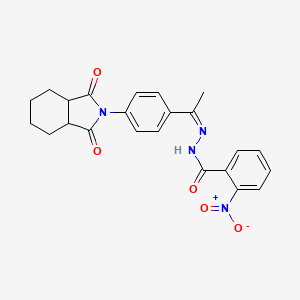 molecular formula C23H22N4O5 B3910226 N'-{1-[4-(1,3-dioxooctahydro-2H-isoindol-2-yl)phenyl]ethylidene}-2-nitrobenzohydrazide 