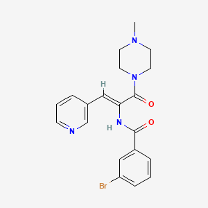 molecular formula C20H21BrN4O2 B3910247 3-bromo-N-[1-[(4-methyl-1-piperazinyl)carbonyl]-2-(3-pyridinyl)vinyl]benzamide 