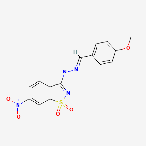 molecular formula C16H14N4O5S B3910249 4-methoxybenzaldehyde methyl(6-nitro-1,1-dioxido-1,2-benzisothiazol-3-yl)hydrazone 