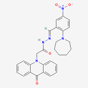 molecular formula C28H27N5O4 B3910250 N'-[2-(1-azepanyl)-5-nitrobenzylidene]-2-(9-oxo-10(9H)-acridinyl)acetohydrazide 