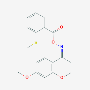 molecular formula C18H17NO4S B3910251 7-methoxy-2,3-dihydro-4H-chromen-4-one O-[2-(methylthio)benzoyl]oxime 