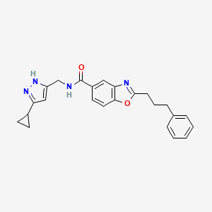 molecular formula C24H24N4O2 B3910252 N-[(5-cyclopropyl-1H-pyrazol-3-yl)methyl]-2-(3-phenylpropyl)-1,3-benzoxazole-5-carboxamide 