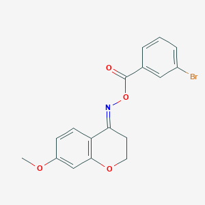 molecular formula C17H14BrNO4 B3910289 7-methoxy-2,3-dihydro-4H-chromen-4-one O-(3-bromobenzoyl)oxime 