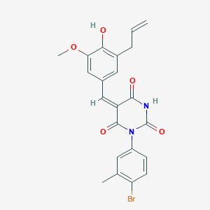 molecular formula C22H19BrN2O5 B3910294 5-(3-allyl-4-hydroxy-5-methoxybenzylidene)-1-(4-bromo-3-methylphenyl)-2,4,6(1H,3H,5H)-pyrimidinetrione 