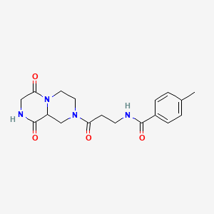 molecular formula C18H22N4O4 B3910327 N-[3-(6,9-dioxooctahydro-2H-pyrazino[1,2-a]pyrazin-2-yl)-3-oxopropyl]-4-methylbenzamide 