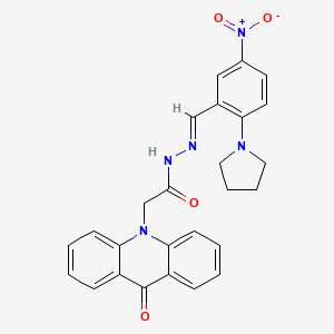 molecular formula C26H23N5O4 B3910329 N'-[5-nitro-2-(1-pyrrolidinyl)benzylidene]-2-(9-oxo-10(9H)-acridinyl)acetohydrazide 
