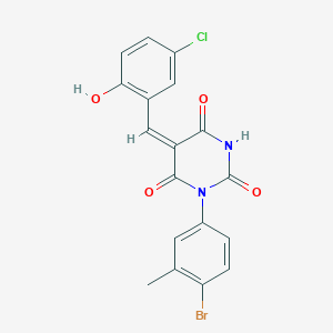 molecular formula C18H12BrClN2O4 B3910339 1-(4-bromo-3-methylphenyl)-5-(5-chloro-2-hydroxybenzylidene)-2,4,6(1H,3H,5H)-pyrimidinetrione 