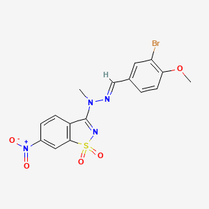 3-bromo-4-methoxybenzaldehyde methyl(6-nitro-1,1-dioxido-1,2-benzisothiazol-3-yl)hydrazone